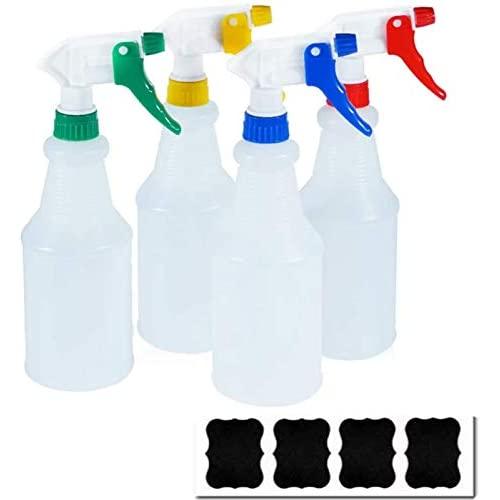 Cosywell Plastic Spray Bottles 750 ml Heavy Duty Spraying Bottle Leak Proof Mist Water Bottle for Chemical and Cleaning Solutions All-Purpose Adjustable Head Sprayer (BLUEREDYELLOWGREEN)