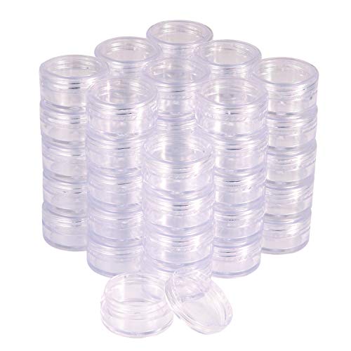 Aenoyo 50PCS Plastic Cosmetic Sample Empty Container, Tiny Makeup Sample Container, Cosmetic Jars, Makeup Plastic Jars for Travel, Sample, Small Crafts Storage (5g, Clear)