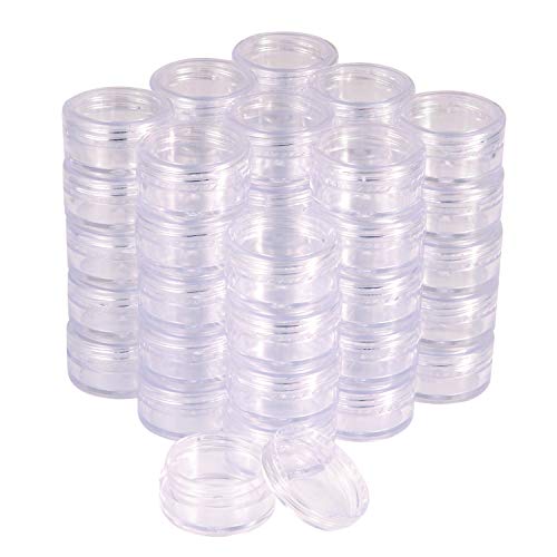 Aenoyo 50PCS Plastic Cosmetic Sample Empty Container, Tiny Makeup Sample Container, Cosmetic Jars, Makeup Plastic Jars for Travel, Sample, Small Crafts Storage (5g, Clear)