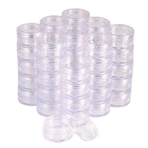 50 Stück Plastik Kosmetik Probenbehälter, Kleine Make-up Probenbehälter, Kosmetik Gläser, Make-up Kunststoffbehälter für Reisen, Proben, kleine Bastelarbeiten Lagerung (5g, transparent)
