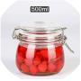 Creative Round Transparent Sealed Can Kitchen Condiment Glass Jar Cereals Tea Food Honey Storage Bottle Tea Container Can Reused,500Ml