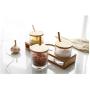 Mini Spice Jars Striped glass seasoning jar three-piece kitchen wood set