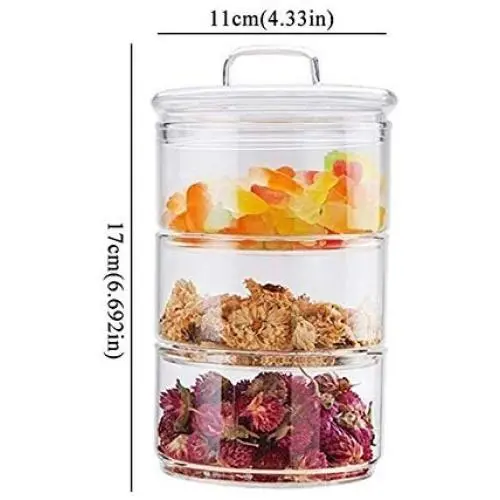 Glas Lebensmittelbehälter mit Verschluss - Neue 1200ml 3-Schicht Mason Borosilikat Glasbehälter Set für Gewürze, Trockenfrüchte, Salatschüssel, Boxen