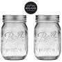 61000 Ball Mason Jars 16 oz Bundle with Non Slip Jar Opener- Set of (2) 16 Ounce Size Mason Jars with Regular Mouth - Canning Glass Jars with Lids, Heritage Collection