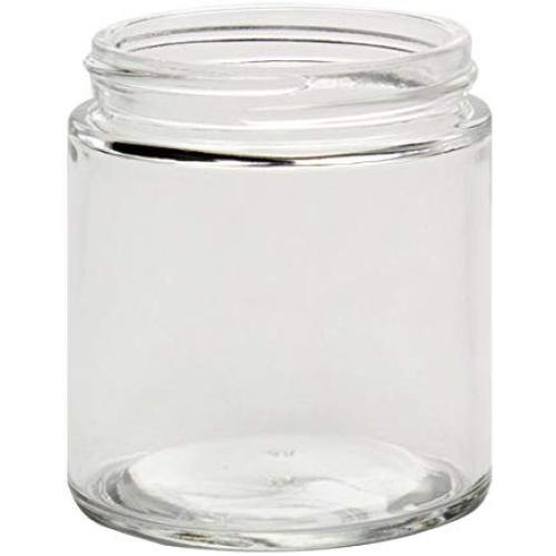 North Mountain Supply 4 Ounce Clear Glass Straight Sided Mason Canning Jars - with 58mm Lids - Case of 24 - Black Metal Lids