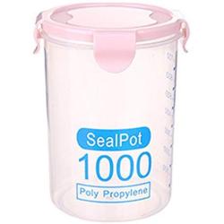 Kimanli Plastic Sealed Cans Kitchen Storage Box Transparent Food Canister Keep Fresh Jar (Pink)