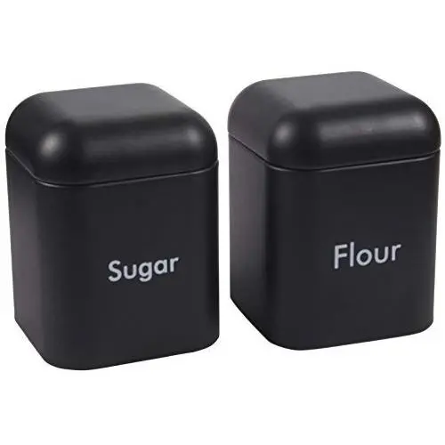 Ensemble de bocaux Juvale Cuisine - 2 Bocal en Acier Inoxydable pour Sucre et Farine avec Couvercles en Acier, Noir, 11,4 x 15,2 x 11,4 cm Ensemble de bocaux Juvale Cuisine - 2 Bocal en Acier Inoxydable pour Sucre et Farine avec Couvercles en Acier, Noir, 11,4 x 15,2 x 11,4 cm