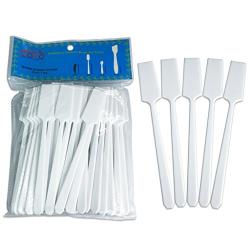 Pana Brand (50 Pieces) 5'' Makeup WHITE Spade Shaped Spatulas Cosmetic Skin Care Facial Cream Mask Spatula for Mixing and Sampling