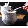 Ceramics Marbling Sugar Salt Pepper Storage Jar Seasoning Pot with Lid and Spoon Ceramics Marbling Sugar Salt Pepper Storage Jar Seasoning Pot with Lid and Spoon