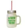 Green My Vacation Home Is My Tree Stand Frosted Glass Mason Jar With Straw