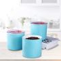 Sunddo Ceramic Coffee Tea Sugar Canister Set Food Storage with Sealing Lid Kitchen Modern Design Porcelain Jar Container,Gift for Women,Round Set of 3