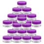 (Quantity: 20 Pieces) Beauticom 10G/10ML Round Clear Jars with Purple Lids for Small Jewelry, Holding/Mixing Paints, Art Accessories and Other Craft Supplies - BPA Free