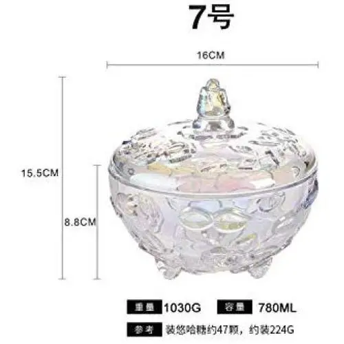 Bunte Glas-Süßigkeiten-Tank Gewürzbehälter Zuckerglaskolben mit Deckeln Aufbewahrungsbox Schmuckschatulle Obstbehälter Schmuckaufbewahrungs-Organizer, 7