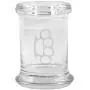 Clear Glass Herb Stash Jar with Lid 2.75 oz with Brass Knuckles Logo from Smoke Promos