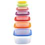 Yudesun Reusable Food Storage Boxes - 7PCS Square Storage Jars Rainbow Coloured Plastic Tubs Microwave Freezer Box Ideal for Lunches and Meal Prep