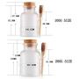 Hisght 100m/3.5oz 200ml/7oz Empty Refillable Frosted Plastic Bottle Food Storage Container Canister Pot Jar Holder Sealed Tank with Wooden Spoon and Cork Stopper for Salt Honey Coffee and More