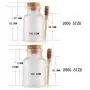Bouteille en plastique glacée vide de 100 ml/3.5oz, réutilisable, avec cuillère en bois et bouchon en liège pour sel, miel, café et plus.