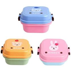 Kitchen Food Storage Jar Airtight Food Storage New Cute Cartoon Lunch Box Food Container Storage Portable Bento Spoon School (Color : Yellow)