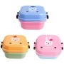 Kitchen Food Storage Jar Airtight Food Storage New Cute Cartoon Lunch Box Food Container Storage Portable Bento Spoon School (Color : Pink)