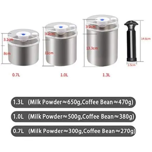 Edelstahl Lebensmittelbehälter mit transparentem Deckel, Küchen-Aufbewahrungsgläser für Kaffee, große Kapazität, Dose