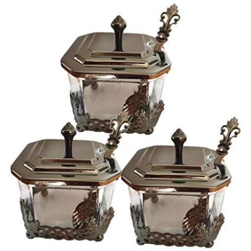 joyMerit 3-Pack Sugar Storage Containers Food Storage Bins With Lids And Spoons Organizer, Seasoning Spice Jars Condiment Pots For Home Kitchen Utensil