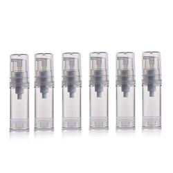 ericotry 6 pcs Empty Clear Plastic Airless Vacuum Pump Bottle Portable Refillable Press Bottle Jar Pot Vial Container for Storage Cosmetic Cream Lotion Sample Packing Toiletries Liquid (5ml)