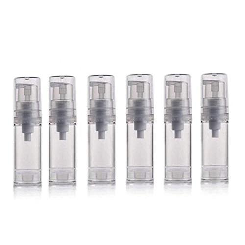 ericotry 6 pcs Empty Clear Plastic Airless Vacuum Pump Bottle Portable Refillable Press Bottle Jar Pot Vial Container for Storage Cosmetic Cream Lotion Sample Packing Toiletries Liquid (5ml)