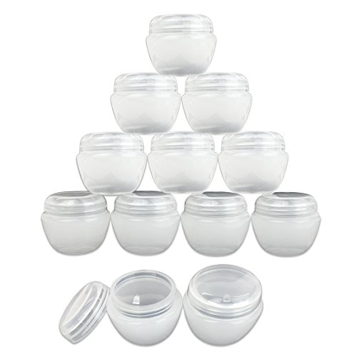 Beauticom 12 Pieces 50G/50ML White Frosted Container Jars with Inner Liner for Pills, Medication, Ointments and Other Beauty and Health Aids - BPA Free