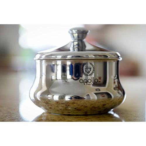 Shaving Bowl By Apollo - Elegant Stainless Steel Shaving Mug with Lid for Shaving Soap and Cream - Great Addition to Your Wet Shaving Kit/Set or to Replace the Ceramic Mug - Designed in the USA