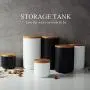 TNKML Ceramic Food Storage Tank, Wooden Lid Storage Tank With Hermetically Sealed Used To Supply Tea Coffee Spices Sugar Cans Salt Shaker Spice Containers Large TNKML Ceramic Food Storage Tank, Wooden Lid Storage Tank With Hermetically Sealed Used To Supply Tea Coffee Spices Sugar Cans Salt Shaker Spice Containers Large