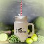 Red Dig This! Frosted Glass Mason Jar With Straw