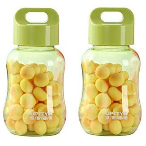 UPSTYLE 6oz Kids Small Water Bottle Food Grade Plastic Mini Cute Juice Travel Sports Wide Mouth Mugs in Bulk for Milk/Coffee/Tea Kitchen Storage Cups for Snacks Lunch Box