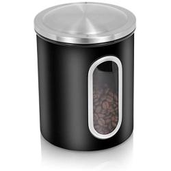 FC Airtight Window Kitchen Canister, Stainless Steel Canisters Sets with Fingerprint Resistance Lid, Set of 3 (Black)