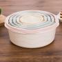 uirend Plastic Storage Box Set - 5PCS Round Storage Jars Microwave Freezer Box Plastic Tubs Fruit Picnic Lunches Meal Prep