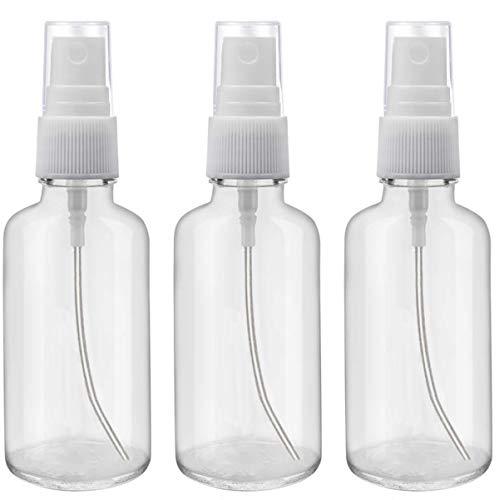 2oz / 60ml Glass Spray Bottles for DIY Refill, Essential Oils, Pillow Mists,Fine Mist Spray -3Packs Transparent