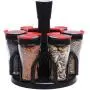 DUDDP Lagerraum Spice-Regal +6 Gewürzbehälter, Salz- und Pfefferstreuschale, Drehbare Gewürzsets für Küche/Restaurant, Gewürzgläser Behälter Schalen Töpfe Regal