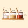 UPKOCH Seasoning Jars Glass Kitchen Clear Condiment Pots Spice Caddy Cruet Container Pot Holder with Wooden Spoon (1 Set)