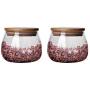 Danmu 2Pcs a Set 450ML Lead Free Storage Jar with Natural Bamboo Lid Coffee Bean Jar Cookies Flour Sugar Candy Spice Container