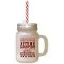 Maroon Autumn Leaves Butternut Squash Apples Cinder Frosted Glass Mason Jar With Straw
