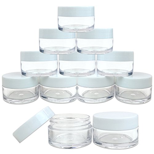 Beauticom 12 Pieces 20G/20ML Round Clear Jars with WHITE Lids for Lotion, Creams, Toners, Lip Balms, Makeup Samples - BPA Free