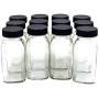 U-Pack 12 pieces of French Square Glass Spice Bottles 6 oz Spice Jars with Black Plastic Lids, Shaker Tops, and Labels by U-Pack