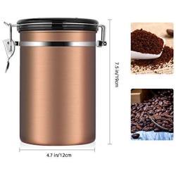 Rabinyod Bulan 1.8L Stainless Steel Coffee Bean Airtight Storage Container Canister CO2 Valve