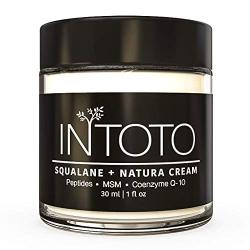 INTOTO Skincare SQUALANE + NATURA CREAM | For Face, Eyes & Neck | Peptides, Squalane, CoQ10, MSM | Moisturizes, Firms, Refreshes Damage & Wrinkles | USA Made | Women & Men | 30 ml | 1 fl oz