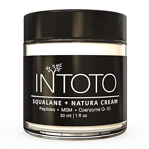 INTOTO Skincare SQUALANE + NATURA CREAM | For Face, Eyes & Neck | Peptides, Squalane, CoQ10, MSM | Moisturizes, Firms, Refreshes Damage & Wrinkles | USA Made | Women & Men | 30 ml | 1 fl oz