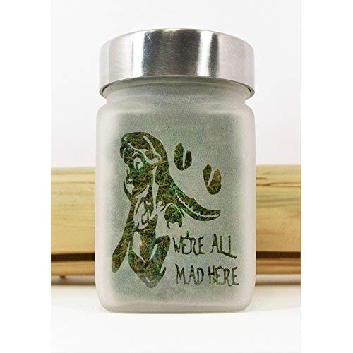 Stash Jar - Alice in Wonderland & Cheshire Cat - Weed Accessories, Stoner Girl Gifts & Stash Jars - Ganja Gifts, Weed Jars - Stoner Accessories by Twisted420Glass