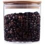 Thicken Glass Storage Jar, Food Storage Container/Canisters with Airtight Bamboo Lid for Tea, Coffee, Honey, Cacao Powder,BPA Free Perfect as a Cereal Dispenser by Leaves and Trees (4 inch high)