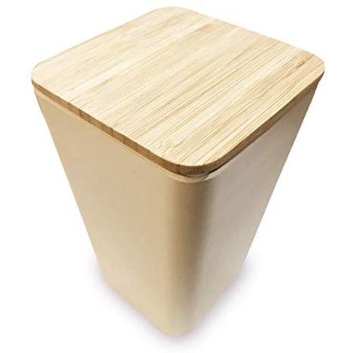 Clean Dezign Bamboo Fiber Canister Storage Jar with Airtight Bamboo Lid 44oz. (1-piece Large White)