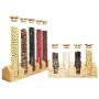 HOUSIYU Food Storage Container, Solid Wood Base Glass Test Tube Coffee Bean Storage Tank, Creative Display Stand, Food Seasoning Jar Open Kitchen Utensils, Small House 4 Holes,3x12cm