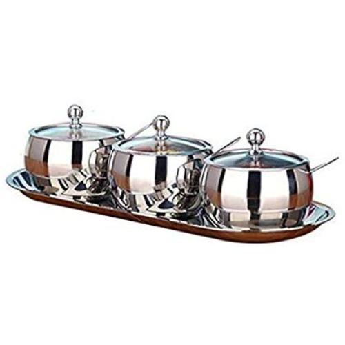 LQQGXLCondiment bottle, jar condiment storage box Spice jar stainless steel sauce tank storage container set kitchen spice storage box