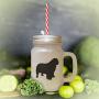 Royal Blue Clumber Spaniel Silhouette Frosted Glass Mason Jar With Straw